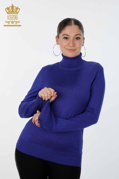 Großhandel Damen-Strickpullover Glitzer-Übergangs-Rollkragenpullover Übergröße - 15144 | KAZEE - 1