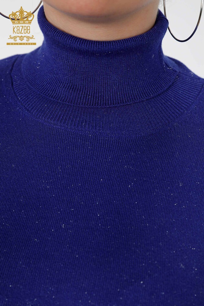 Großhandel Damen-Strickpullover Glitzer-Übergangs-Rollkragenpullover Übergröße - 15144 | KAZEE - 3