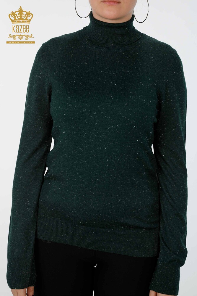 Großhandel Damen-Strickpullover Glitzer-Übergangs-Rollkragenpullover Übergröße - 15144 | KAZEE - 14