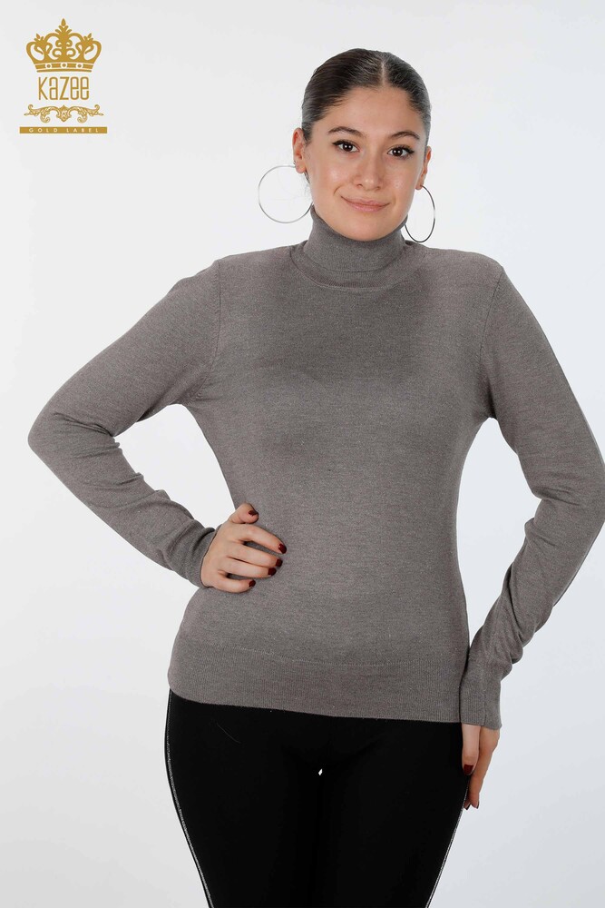 Großhandel Damen-Strickpullover Glitzer-Übergangs-Rollkragenpullover Übergröße - 15144 | KAZEE - 25