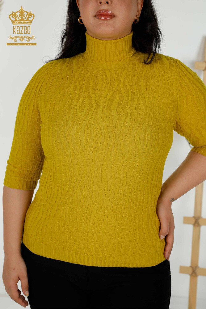 Großhandel für Damen-Strickpullover – Weberei – Oliv – 30290 | KAZEE - 2