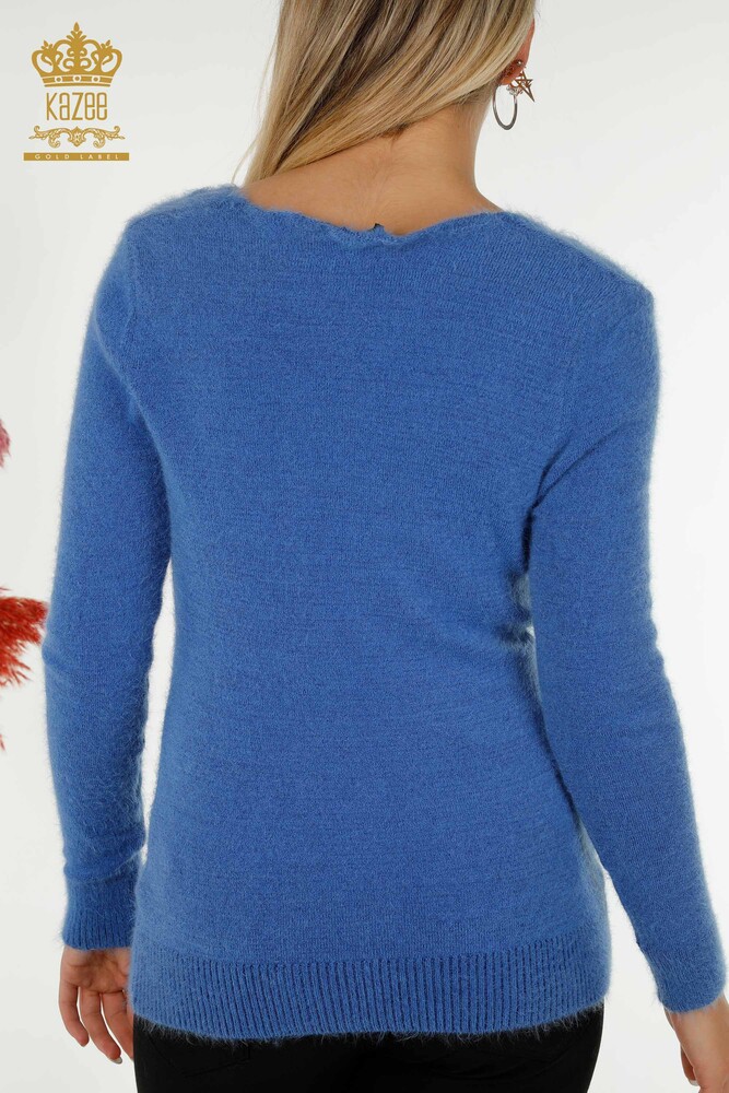 Grossiste Pull Femme Tricot Angora Bleu - 18474 | KAZEE - 7