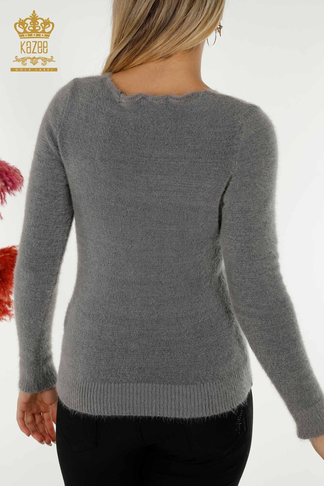 Grossiste Tricot Pull Angora Gris Melange Pour Femme - 18474 | KAZEE - 7