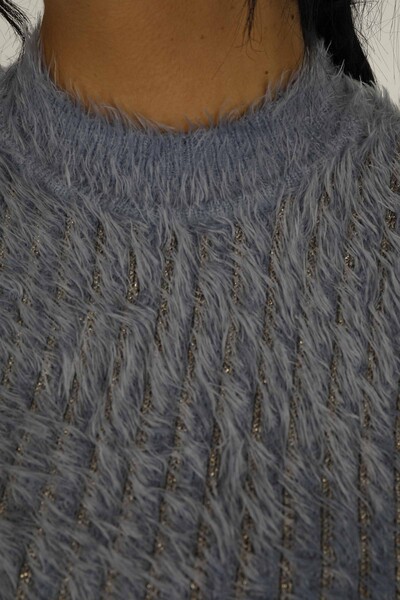 High Collar Long Sleeve Angora Knitwear Blue - 30796 | KAZEE - Thumbnail