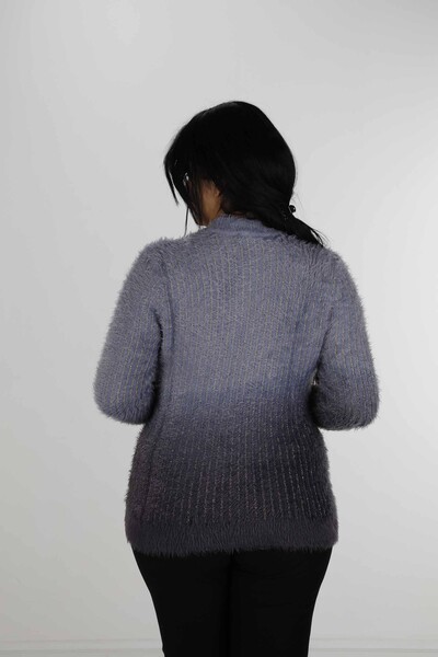 High Collar Long Sleeve Angora Knitwear Blue - 30796 | KAZEE - Thumbnail