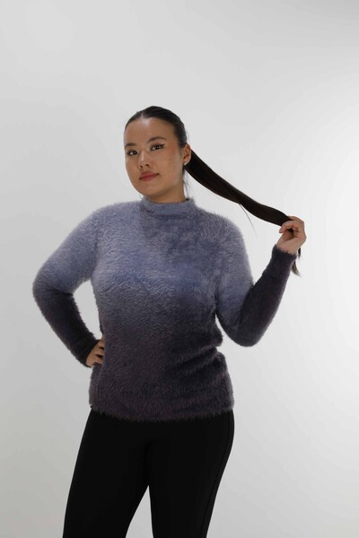 Stand Collar Angora Sweater Blue - 31015 | KAZEE (Set of 3 S-M-L) - Thumbnail