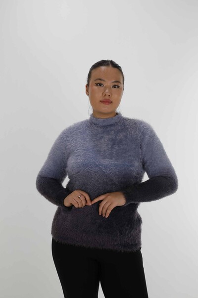 Stand Collar Angora Sweater Blue - 31015 | KAZEE (Set of 3 S-M-L) - Thumbnail