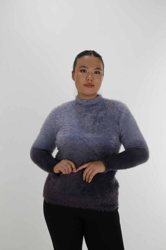 Stand Collar Angora Sweater Blue - 31015 | KAZEE (Set of 3 S-M-L)