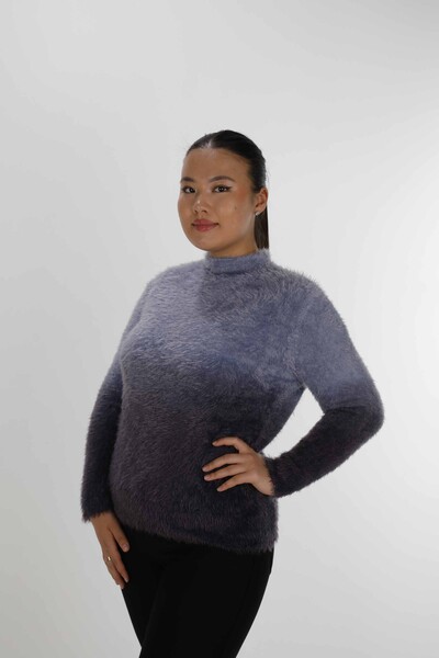 Stand Collar Angora Sweater Blue - 31015 | KAZEE (Set of 3 S-M-L) - Thumbnail