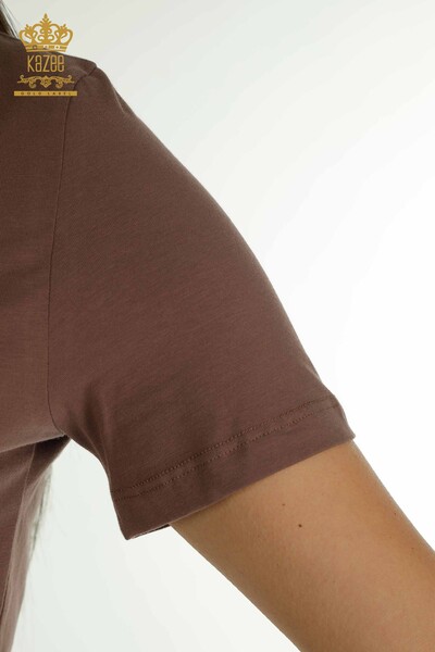 Hurtownia bluzek damskich Basic Brown - 79562 | KAZEE - 5