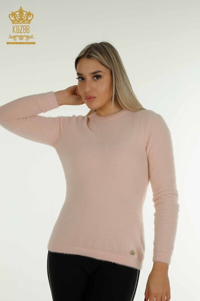 Hurtownia swetrów damskich z dzianiny - Angora - Basic - Pudrowy - 30490 | KAZEE 