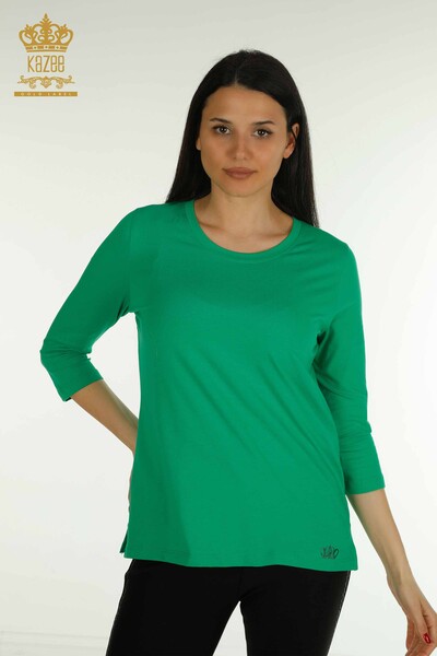 Kazee - All'ingrosso Camicetta da donna - Pietra ricamata - Verde - 79565 | KAZEE