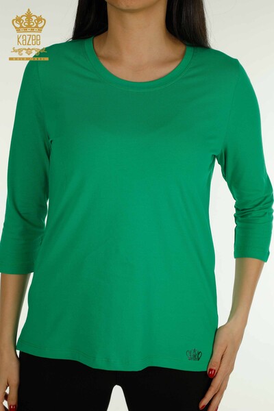 Kazee - All'ingrosso Camicetta da donna - Pietra ricamata - Verde - 79565 | KAZEE (1)