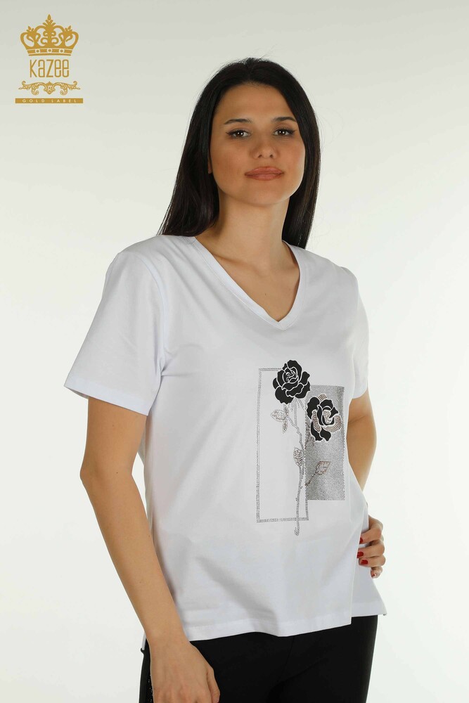 All'ingrosso Camicetta da donna - Floreale Ricamo - Bianco - 79860 | KAZEE - 1