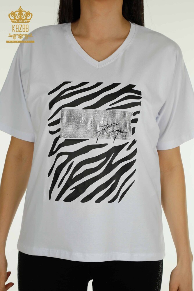 All'ingrosso Camicetta da donna - Zebra A Righe - Bianco - 79457 | KAZEE - 2