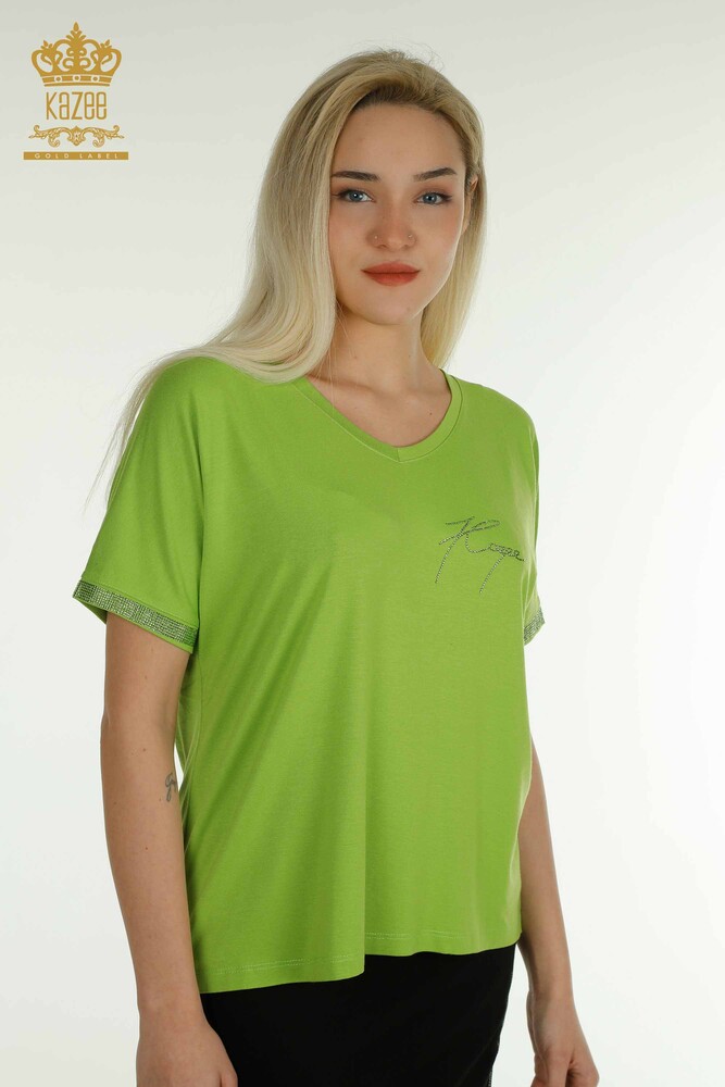 All'ingrosso Camicetta da donna - Bottoni dettagliati - Verde pistacchio - 79297 | KAZEE - 1