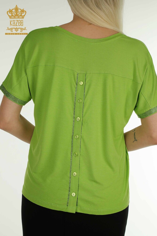 All'ingrosso Camicetta da donna - Bottoni dettagliati - Verde pistacchio - 79297 | KAZEE - 7