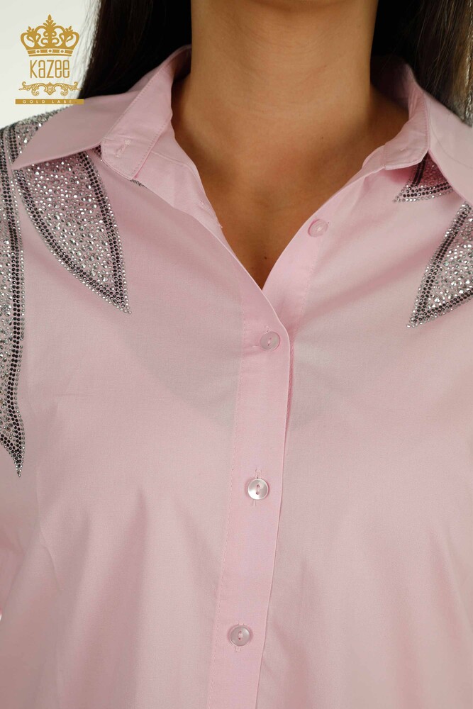 All'ingrosso Camicia da donna - Spalle dettagliate - Rosa - 20478 | KAZEE - 4