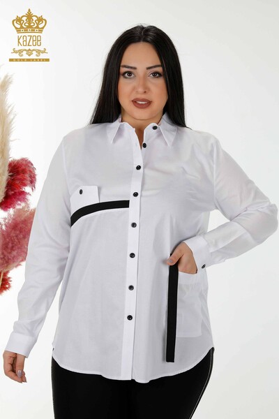 Kazee - Camicia da donna all'ingrosso Transizione di colore Bianco - 20308 | KAZEE