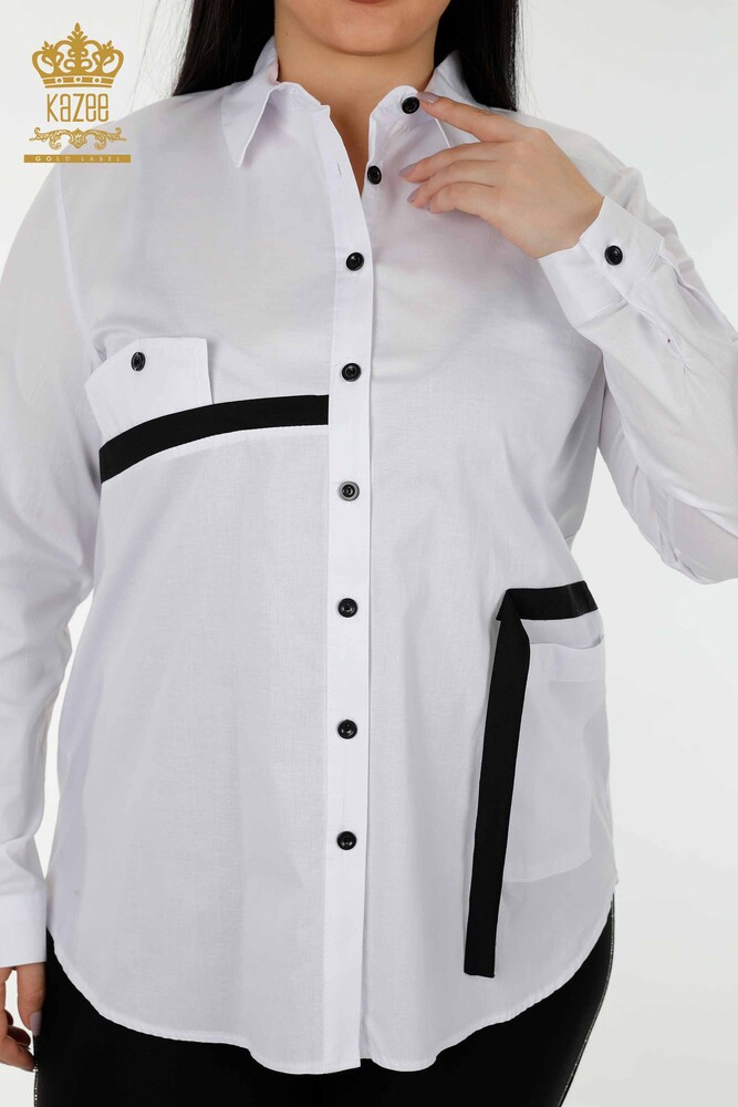 Camicia da donna all'ingrosso Transizione di colore Bianco - 20308 | KAZEE - 2