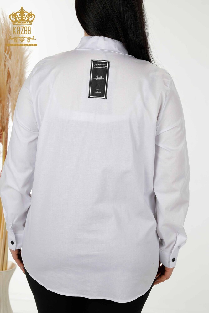 Camicia da donna all'ingrosso Transizione di colore Bianco - 20308 | KAZEE - 6