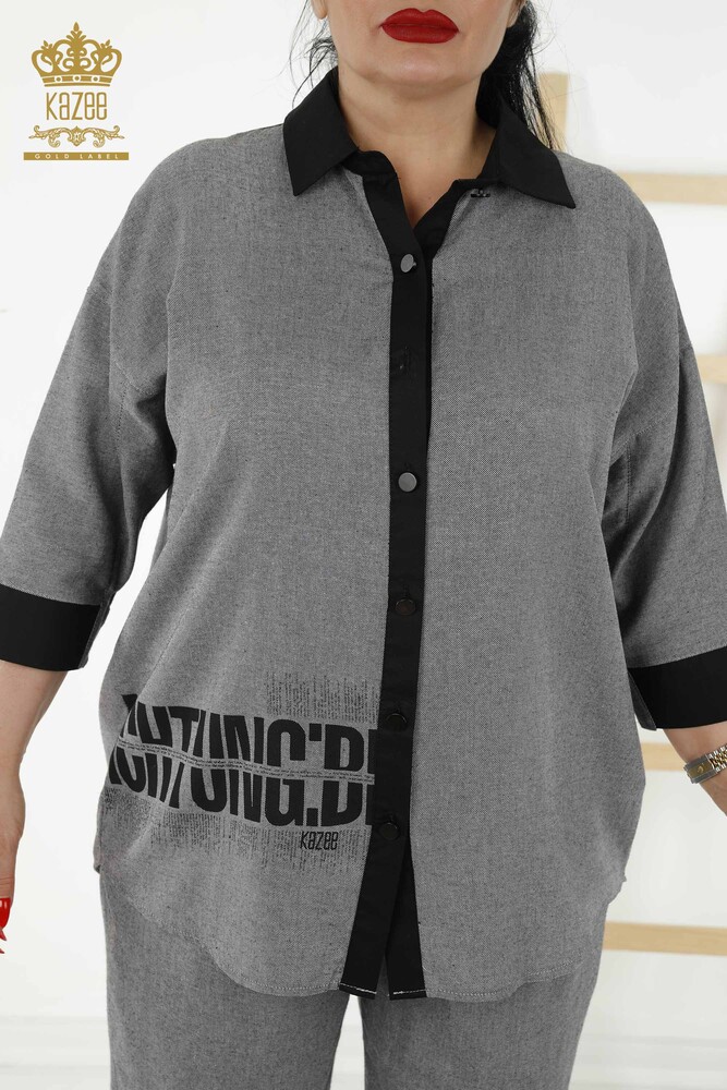 All'ingrosso Abito camicia da donna - Modellato - Antracite - 20332 | KAZEE - 4