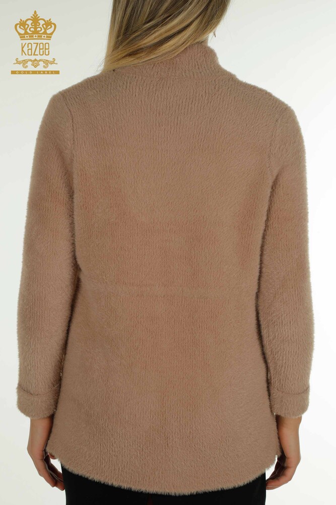 All'ingrosso Cardigan in Angora da donna - Cravatta dettagliata - Visone - 30269 | KAZEE - 7