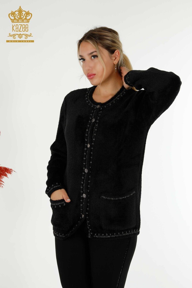 All'ingrosso Cardigan da donna - Angora - Due tasche - Nero - 30371 | KAZEE - 1