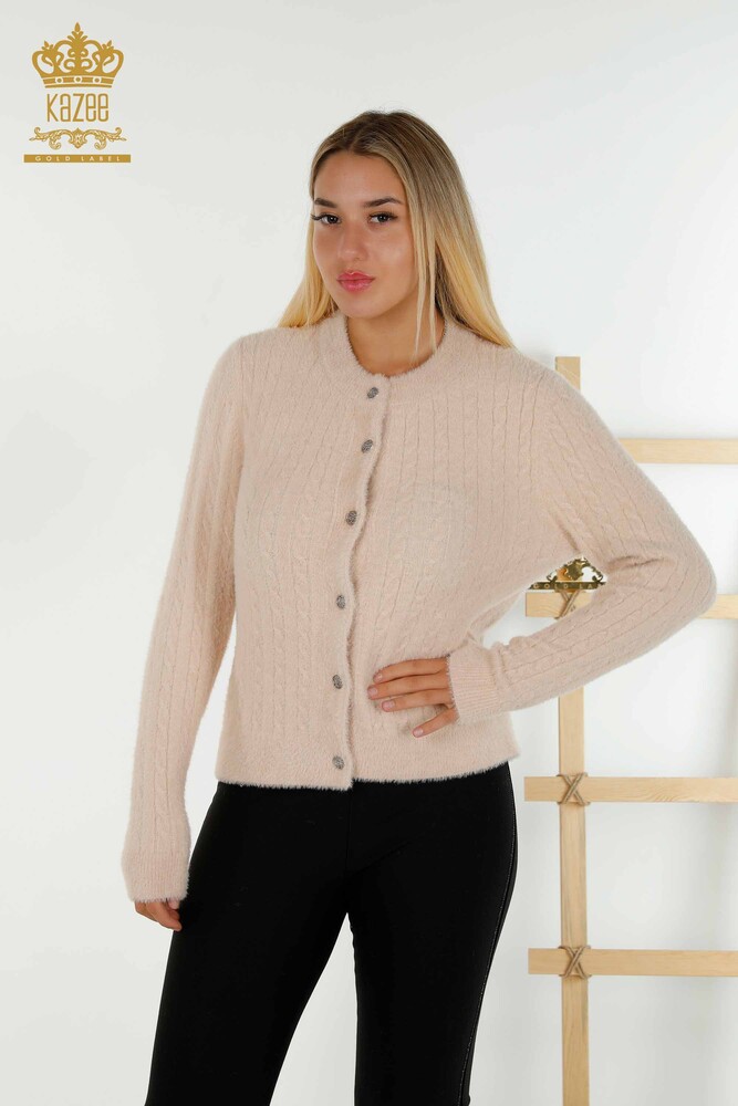 All'ingrosso Cardigan da donna - Angora - Tessuto - Beige - 30321 | KAZEE - 1