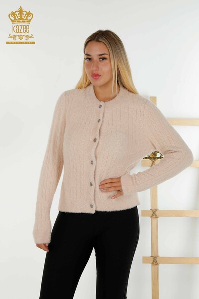 All'ingrosso Cardigan da donna - Angora - Tessuto - Beige - 30321 | KAZEE 