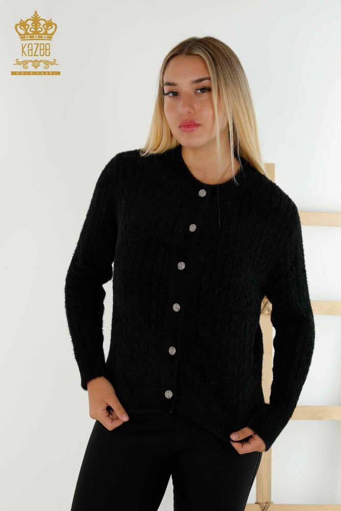 All'ingrosso Cardigan da donna - Angora - Tessuto - Nero - 30321 | KAZEE - 1