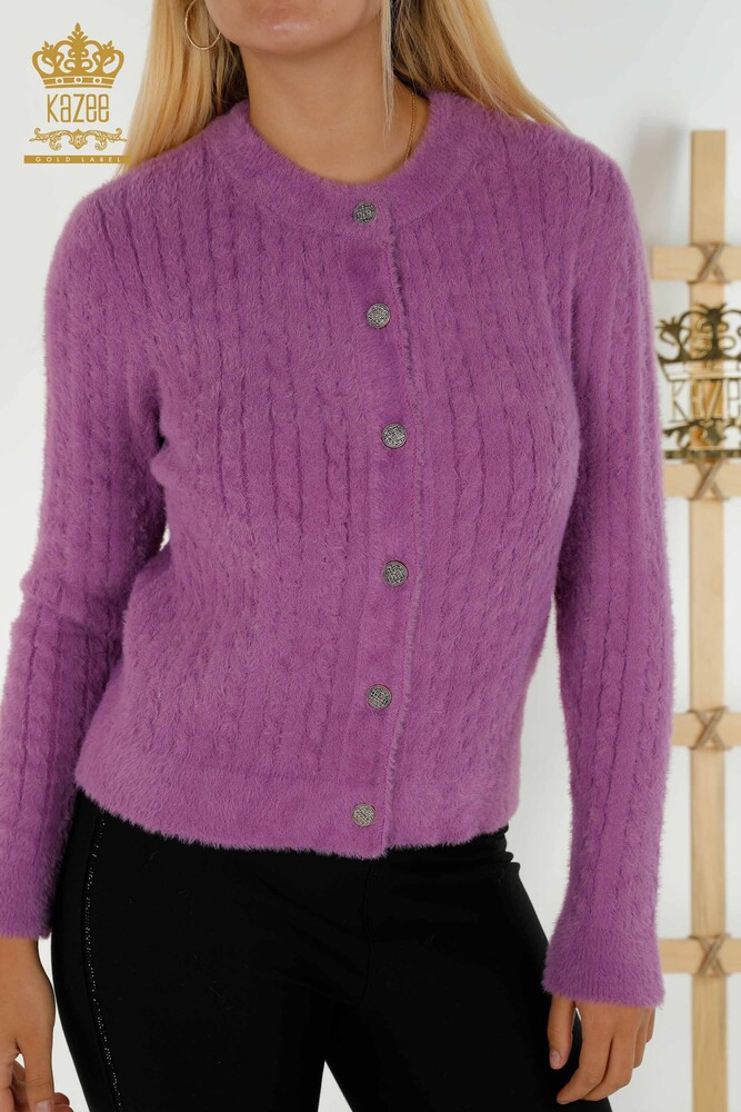 All'ingrosso Cardigan da donna - Angora - Tessuto - Viola - 30321 | KAZEE - 2