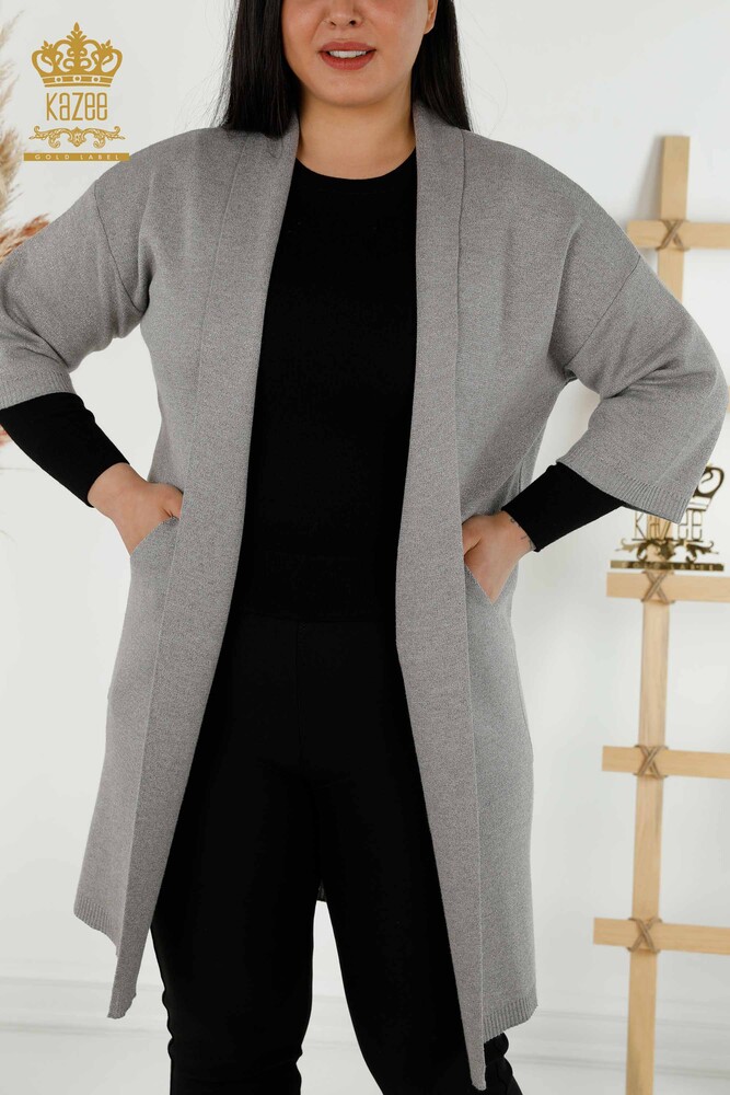 All'ingrosso Cardigan da donna - tasca dettagliata - grigio - 30047 | KAZEE - 2