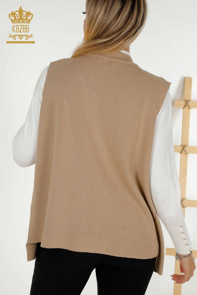 All'ingrosso Gilet corto da donna - Pietra ricamata - Beige - 30409 | KAZEE - 6