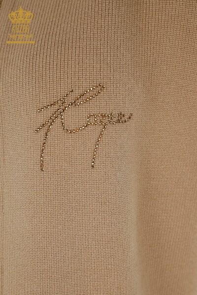 All'ingrosso Gilet corto da donna - Pietra ricamato - Beige - 30411 | KAZEE - 4