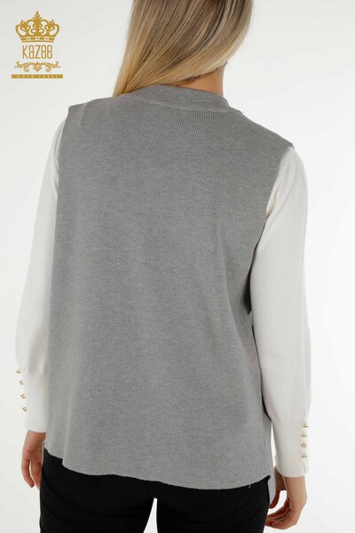 All'ingrosso Gilet corto da donna - Pietra ricamato - Grigio - 30411 | KAZEE - 6