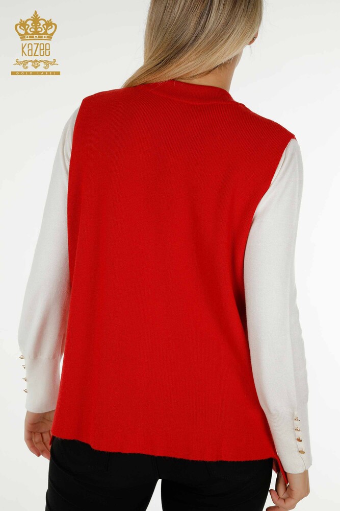 All'ingrosso Gilet corto da donna - Pietra ricamato - Rosso - 30411 | KAZEE - 7