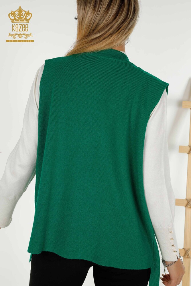 All'ingrosso Gilet corto da donna - Pietra ricamata - Verde - 30409 | KAZEE - 6