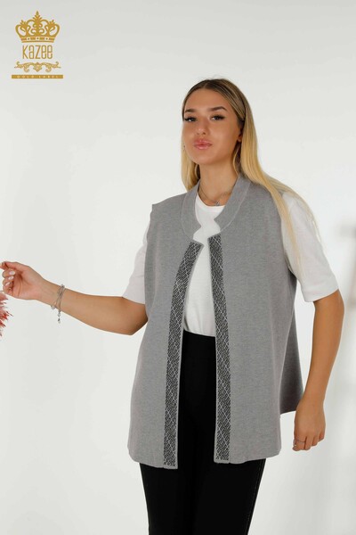 All'ingrosso Gilet da donna - Cristallo Pietra Ricamato - Grigio - 30609 | KAZEE - 1