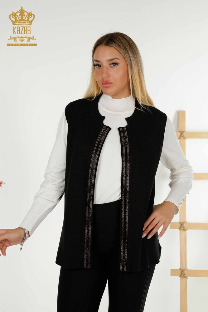 All'ingrosso Gilet da donna - Cristallo Pietra Ricamato - Nero - 30606 | KAZEE - 1