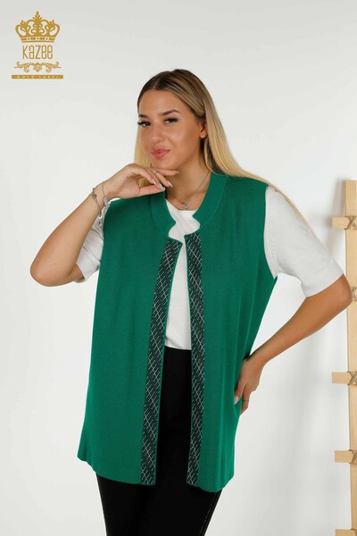 All'ingrosso Gilet da donna - Cristallo Pietra Ricamato - Verde - 30609 | KAZEE 