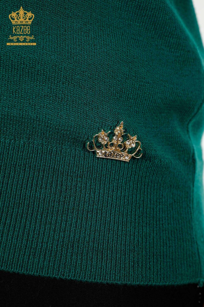 All'ingrosso Maglione di maglieria da donna - Bottoni dettagliati - Verde scuro - 30139 | KAZEE - 4