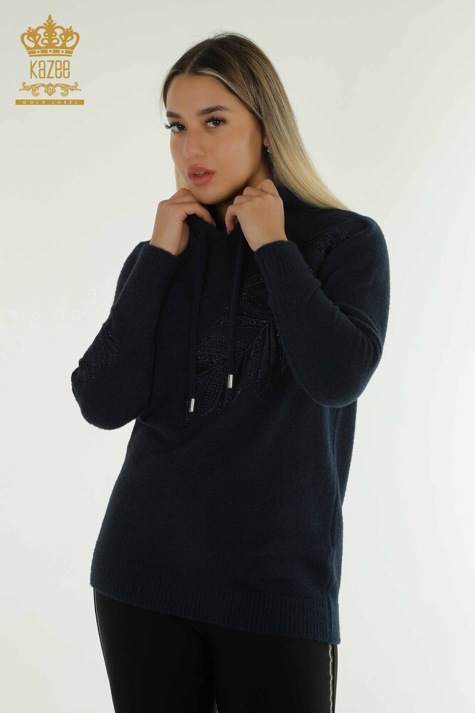 All'ingrosso Maglieria Maglione da donna - Felpa con cappuccio - Angora - Blu Navy - 40008 | KAZEE - 1