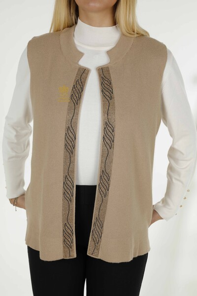 All'ingrosso Gilet da donna - Colorato Pietra Ricamato - Beige - 30617 | KAZEE - 2