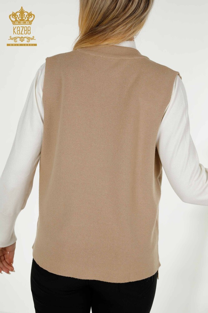 All'ingrosso Gilet da donna - Colorato Pietra Ricamato - Beige - 30617 | KAZEE - 5