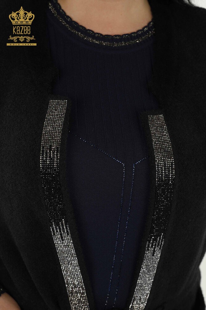 All'ingrosso gilet da donna - Cristallo Pietra Ricamata - Nero - 30247 | KAZEE - 6