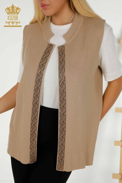 All'ingrosso Gilet da donna - Pietra ricamato - Beige - 30608 | KAZEE - 2