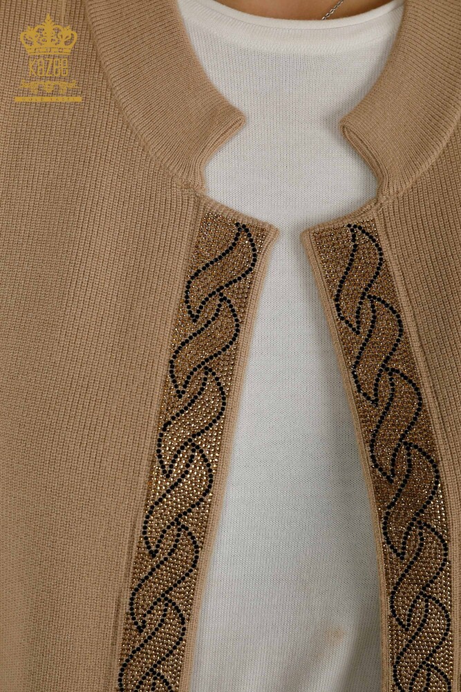 All'ingrosso Gilet da donna - Pietra ricamato - Beige - 30608 | KAZEE - 4