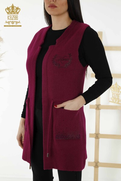 Ingrosso Gilet Donna Tasca Pietra Ricamata Lilla - 30243 | KAZEE - 2