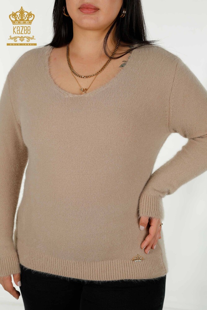 All'ingrosso Donna Maglieria maglione - Angora - Basic - Beige - 18921 | KAZEE - 2